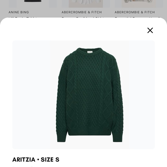 Aritzia Peggy Sweater Dark Green Cable Knit Chunky Pullover Size Small - Picture 5 of 5